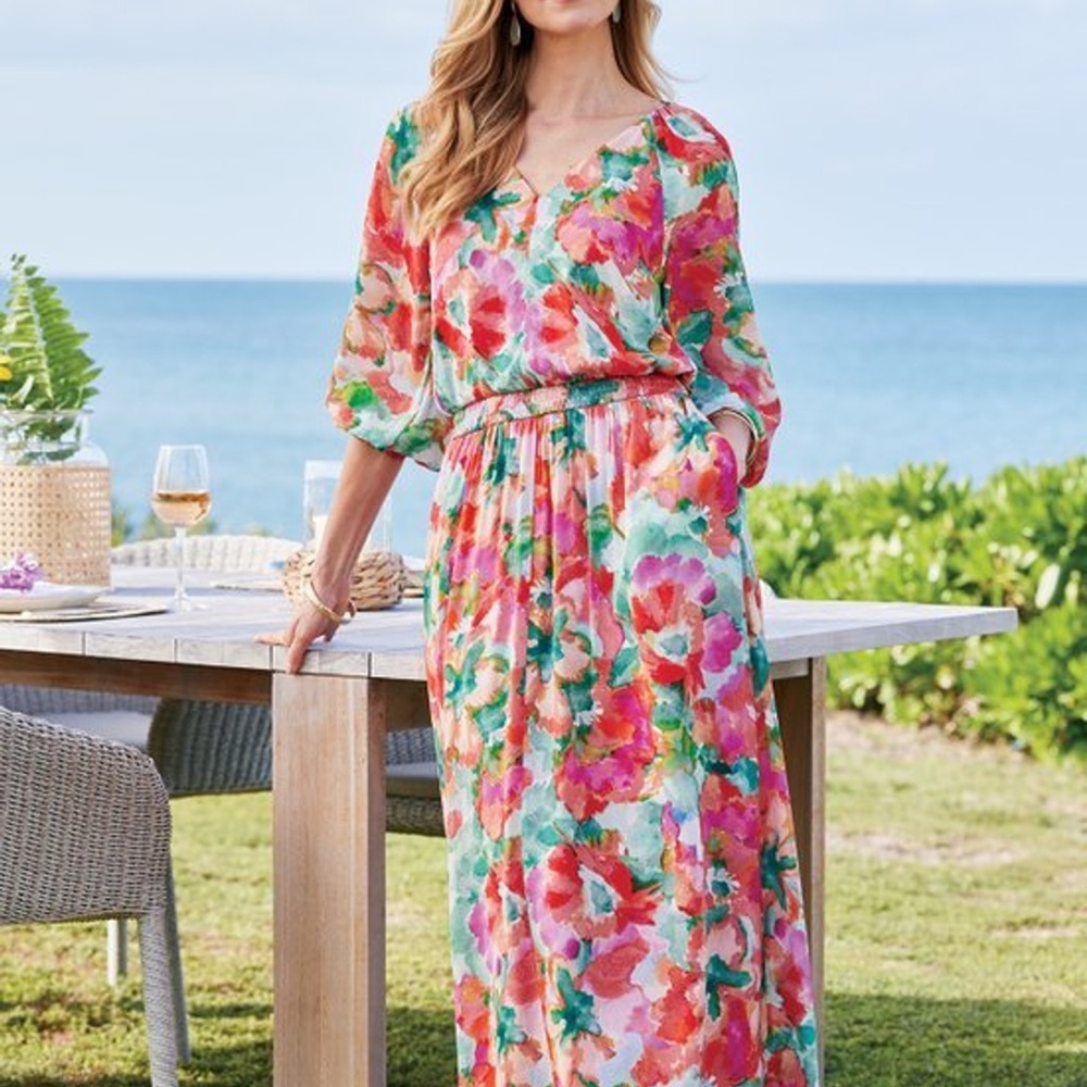 SOFT SURROUNDINGS XL Floral Maxi Dress with Pockets. NWT